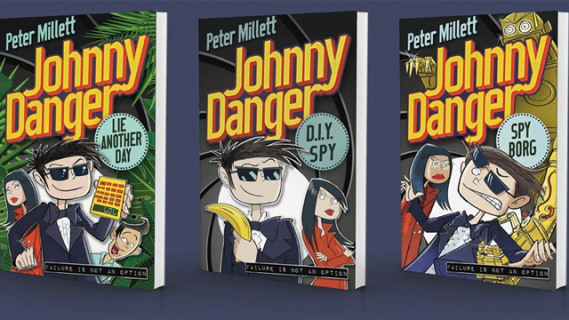 Covers of three Johnny Danger books: Lie Another Day, DIY Spy, Spy Borg 