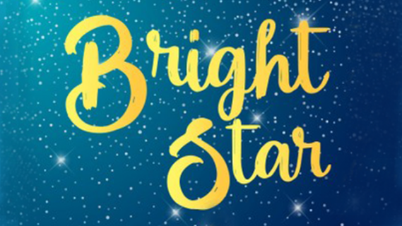Title of book "Bright star" on starry night background